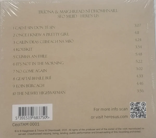 Back cover of Seo Muid by Maighread agus Tríona Ní Dhomhnaill